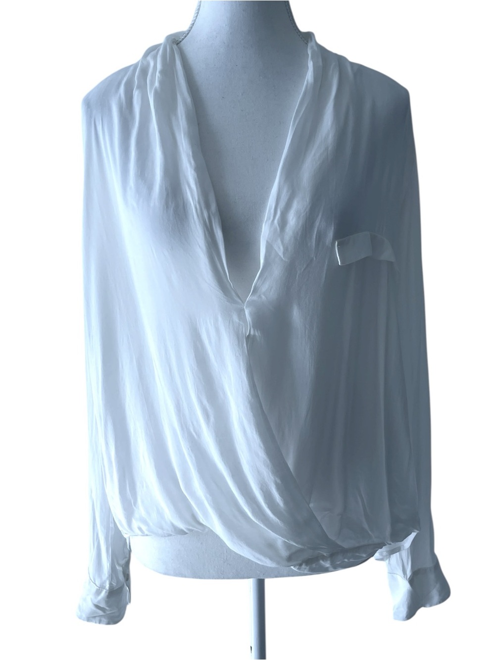 Zara White Crossover Blouse Size Medium